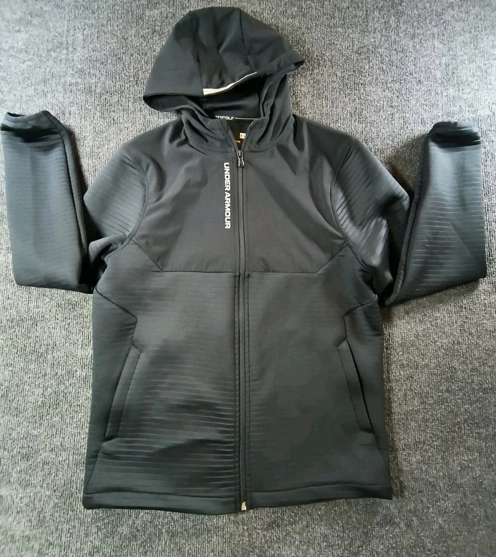 Under Armour Jacket Men Medium Black Storm Full Zip Golf Hybrid Hood Pocket M